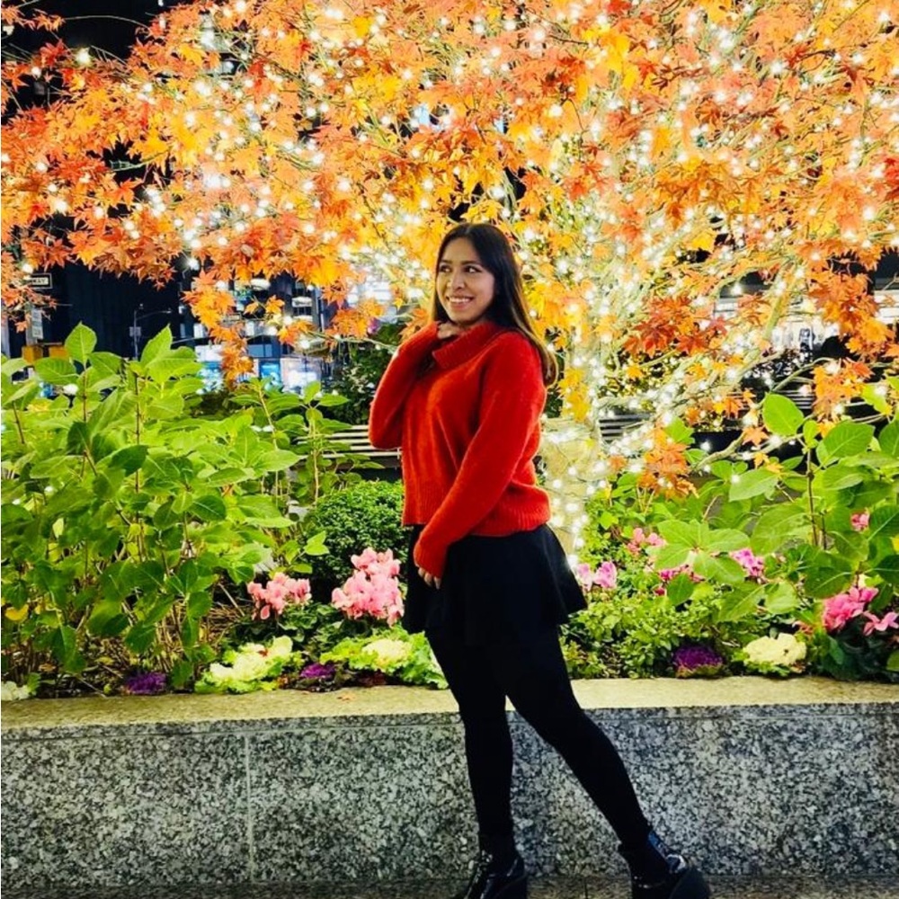 Women's red turtleneck sweater medium